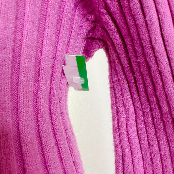 Stitchdrop Crew Neck Rib Knit Long Sleeve Bodycon Midi Sweater Dress Pink L NWT - Picture 5 of 11